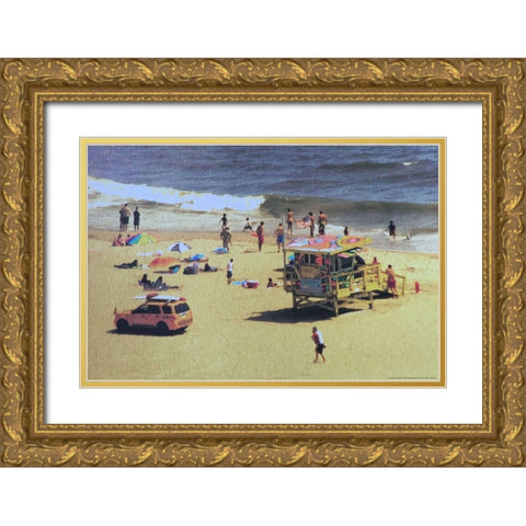 Beach Gold Ornate Wood Framed Art Print with Double Matting by Linden, Sally