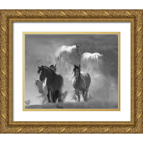 Choctaw Run Gold Ornate Wood Framed Art Print with Double Matting by Linden, Sally