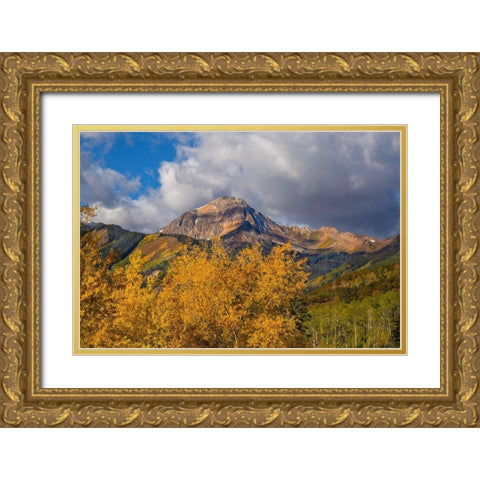 Mountians In The Fall Gold Ornate Wood Framed Art Print with Double Matting by Linden, Sally
