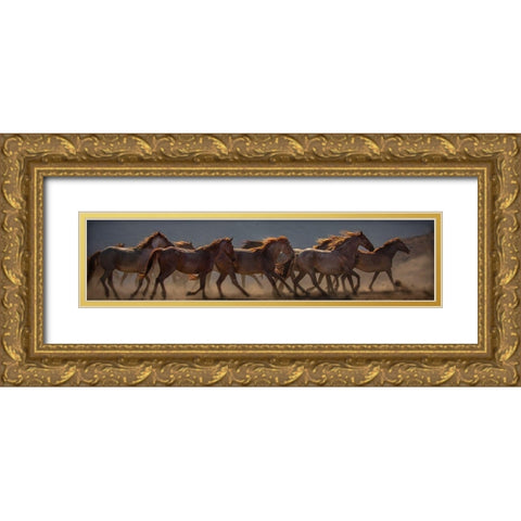 Running Flames Gold Ornate Wood Framed Art Print with Double Matting by Linden, Sally