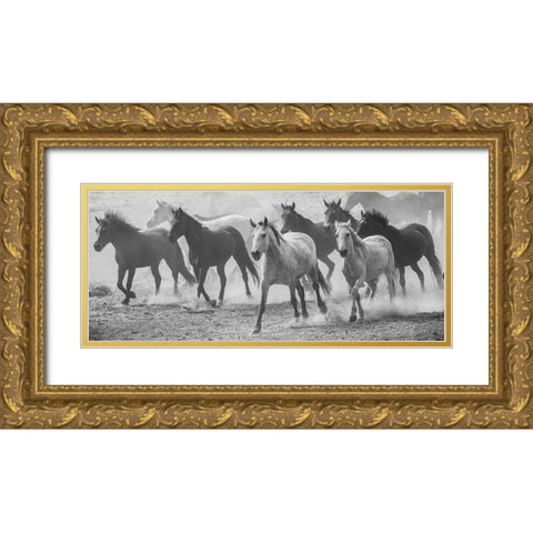 Running Wild Gold Ornate Wood Framed Art Print with Double Matting by Linden, Sally