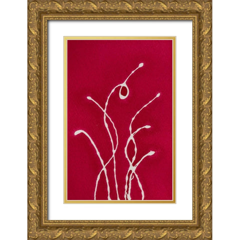 A Spot Of Red Gold Ornate Wood Framed Art Print with Double Matting by Van, Laura