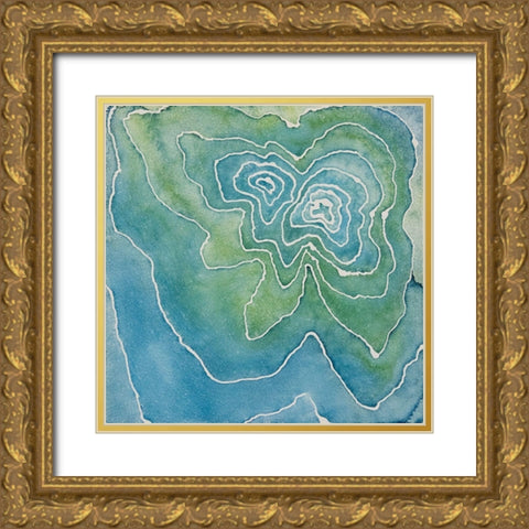 Green Mask Gold Ornate Wood Framed Art Print with Double Matting by Van, Laura