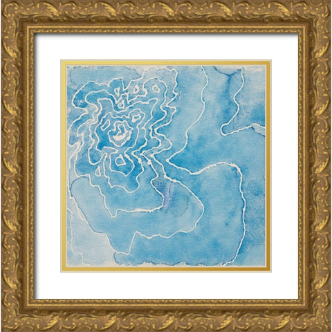 Blue Smiles Gold Ornate Wood Framed Art Print with Double Matting by Van, Laura