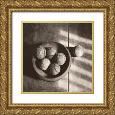 Baseball Bowl Gold Ornate Wood Framed Art Print with Double Matting by Messer, Judy B.