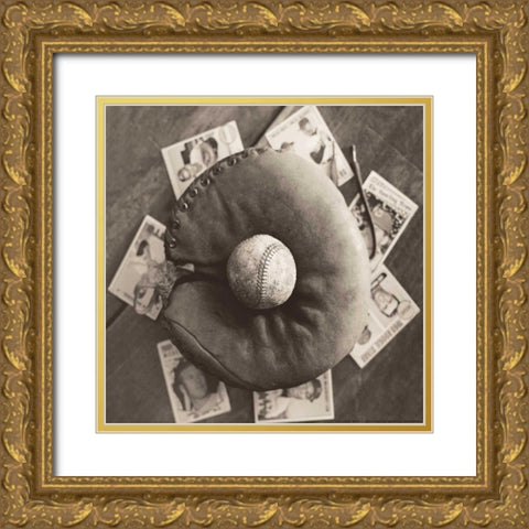 Baseball Cards Gold Ornate Wood Framed Art Print with Double Matting by Messer, Judy B.