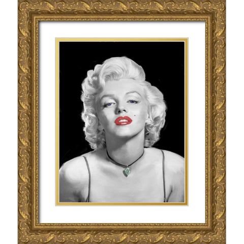 Look Of Love Emerald Heart Gold Ornate Wood Framed Art Print with Double Matting by Michaels, Jerry