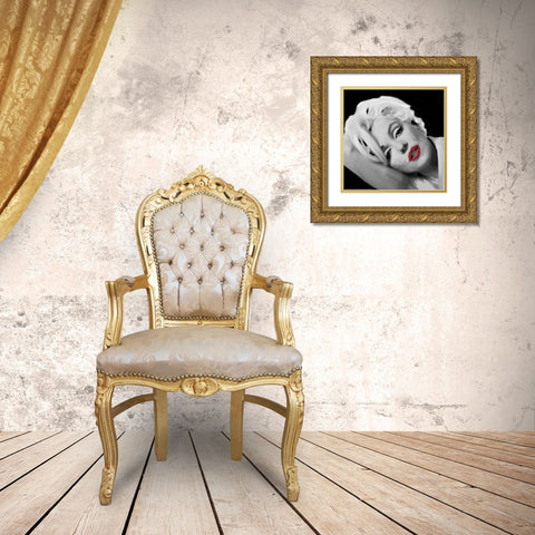 Marilyns Lips Gold Ornate Wood Framed Art Print with Double Matting by Michaels, Jerry