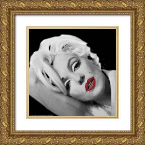 Marilyns Lips Gold Ornate Wood Framed Art Print with Double Matting by Michaels, Jerry