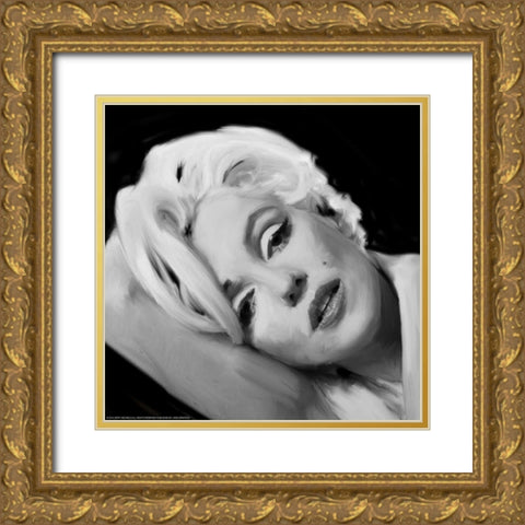 Marilyns Lips Gold Ornate Wood Framed Art Print with Double Matting by Michaels, Jerry
