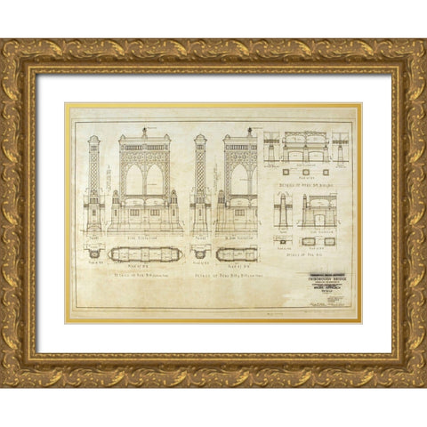 B And T 2 Gold Ornate Wood Framed Art Print with Double Matting by MTA