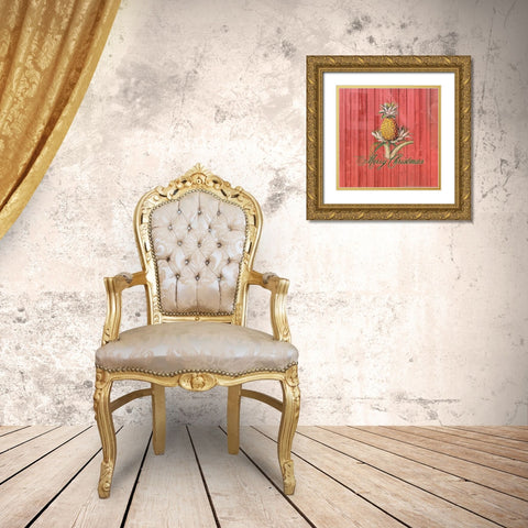 Merry Christmas Gold Ornate Wood Framed Art Print with Double Matting by Nobleworks, Inc.