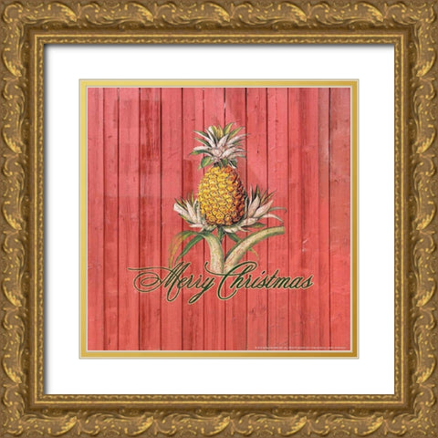 Merry Christmas Gold Ornate Wood Framed Art Print with Double Matting by Nobleworks, Inc.
