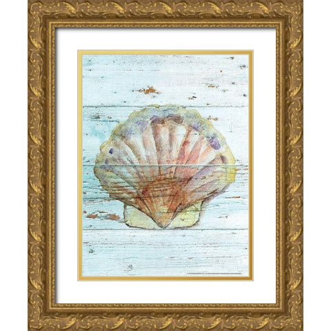 Seashell 1 Gold Ornate Wood Framed Art Print with Double Matting by Nobleworks, Inc.