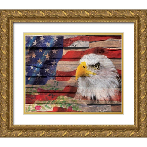 Flag 4 Gold Ornate Wood Framed Art Print with Double Matting by Nobleworks, Inc.