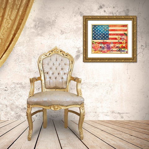 Flag 5 Gold Ornate Wood Framed Art Print with Double Matting by Nobleworks, Inc.