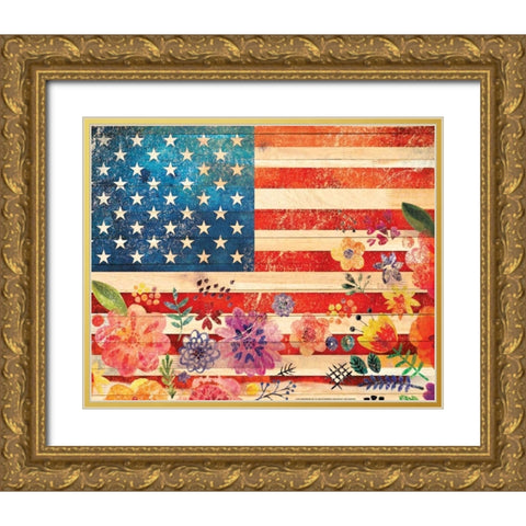 Flag 5 Gold Ornate Wood Framed Art Print with Double Matting by Nobleworks, Inc.