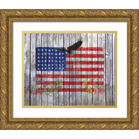 Flag 9 Gold Ornate Wood Framed Art Print with Double Matting by Nobleworks, Inc.