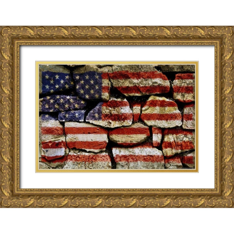Flag 11 Gold Ornate Wood Framed Art Print with Double Matting by Nobleworks, Inc.