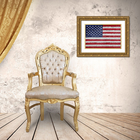 Flag 12 Gold Ornate Wood Framed Art Print with Double Matting by Nobleworks, Inc.