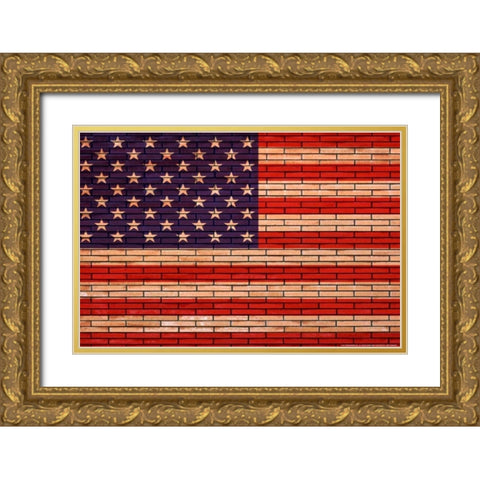 Flag 13 Gold Ornate Wood Framed Art Print with Double Matting by Nobleworks, Inc.