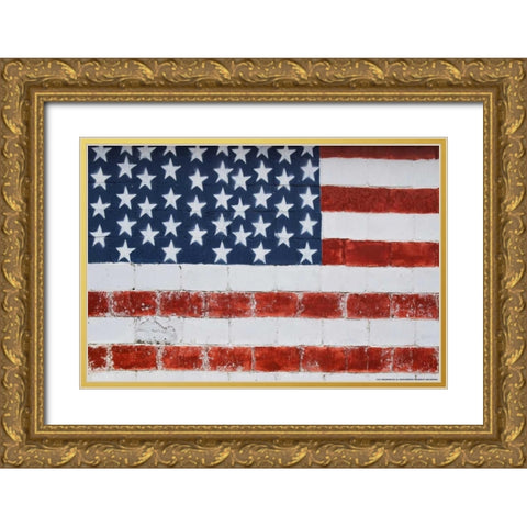 Flag 14 Gold Ornate Wood Framed Art Print with Double Matting by Nobleworks, Inc.