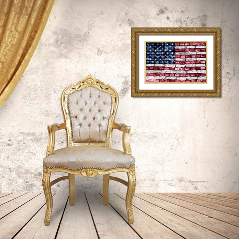 Flag 17 Gold Ornate Wood Framed Art Print with Double Matting by Nobleworks, Inc.