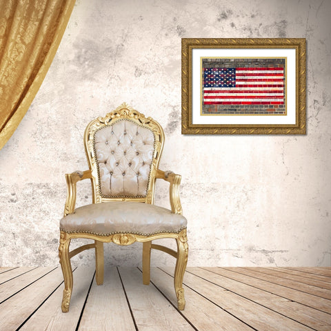 Flag 19 Gold Ornate Wood Framed Art Print with Double Matting by Nobleworks, Inc.
