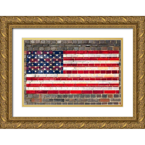 Flag 19 Gold Ornate Wood Framed Art Print with Double Matting by Nobleworks, Inc.