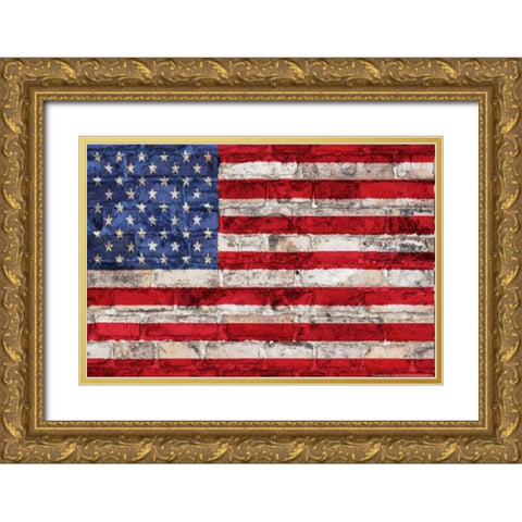 Flag 20 Gold Ornate Wood Framed Art Print with Double Matting by Nobleworks, Inc.