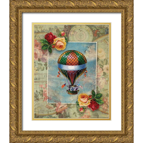 Balloon 1 Gold Ornate Wood Framed Art Print with Double Matting by Nobleworks, Inc.