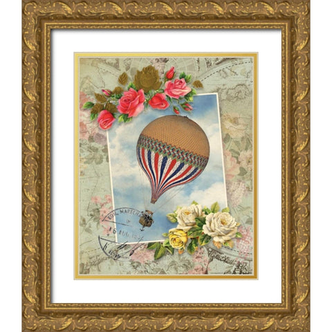Balloon 2 Gold Ornate Wood Framed Art Print with Double Matting by Nobleworks, Inc.