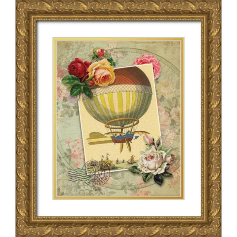 Balloon 3 Gold Ornate Wood Framed Art Print with Double Matting by Nobleworks, Inc.