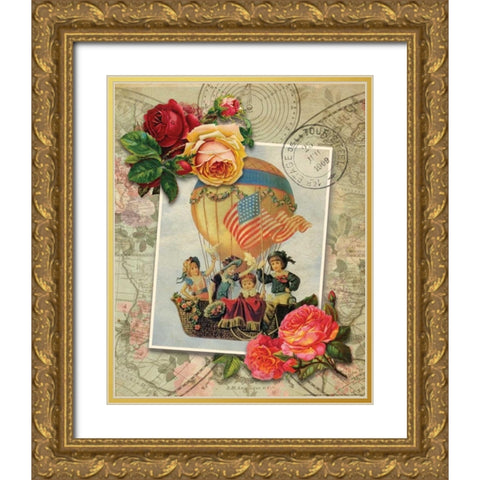 Balloon 5 Gold Ornate Wood Framed Art Print with Double Matting by Nobleworks, Inc.