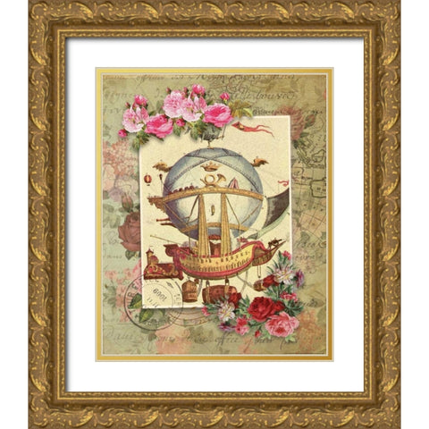 Balloon 9 Gold Ornate Wood Framed Art Print with Double Matting by Nobleworks, Inc.