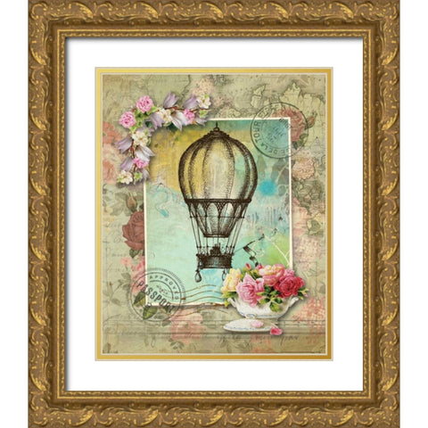 Balloon 10 Gold Ornate Wood Framed Art Print with Double Matting by Nobleworks, Inc.