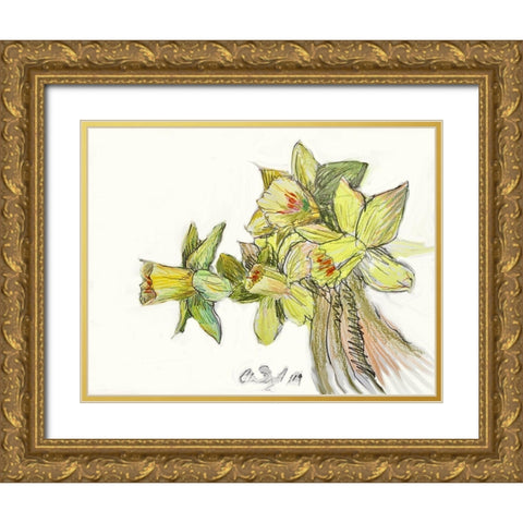 Yellow Study Gold Ornate Wood Framed Art Print with Double Matting by Segal, Alan