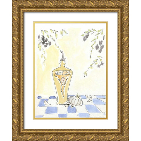 Olive Oil Garlic Gold Ornate Wood Framed Art Print with Double Matting by Paul, Alan