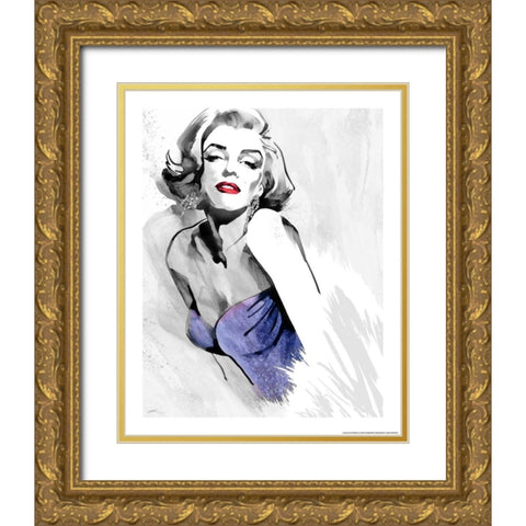 Marilyns Pose In Purple Gold Ornate Wood Framed Art Print with Double Matting by Rahim, Ellie