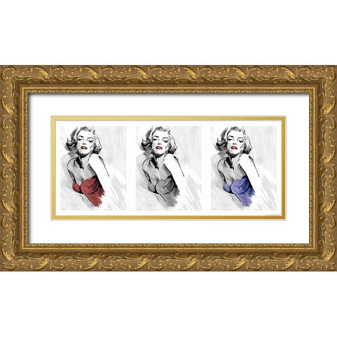 Three Faces Of Marilyn Gold Ornate Wood Framed Art Print with Double Matting by Rahim, Ellie