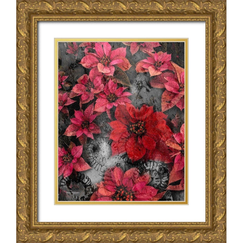 Red Boquet Gold Ornate Wood Framed Art Print with Double Matting by Khilnani, Rajiv