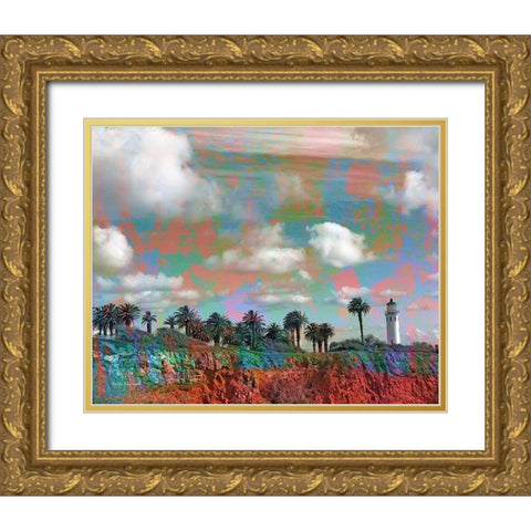 Light House Gold Ornate Wood Framed Art Print with Double Matting by Khilnani, Rajiv