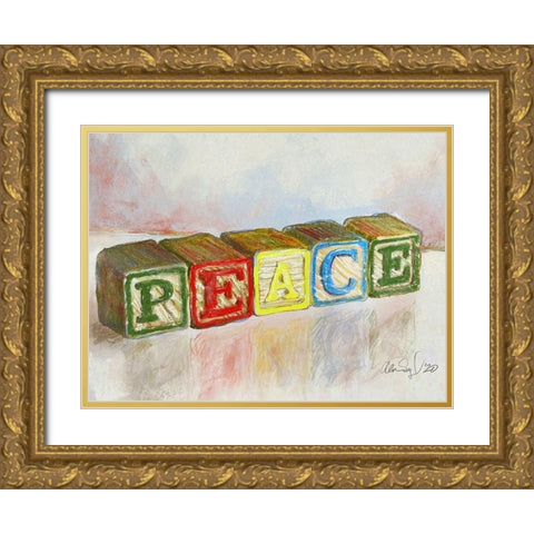 Peace Gold Ornate Wood Framed Art Print with Double Matting by Segal, Alan