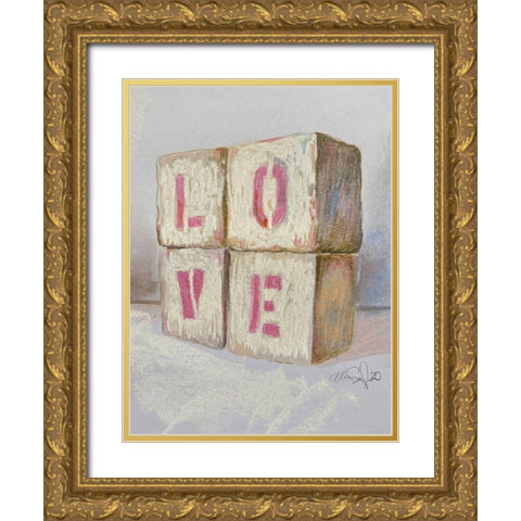Love Blocks Gold Ornate Wood Framed Art Print with Double Matting by Segal, Alan