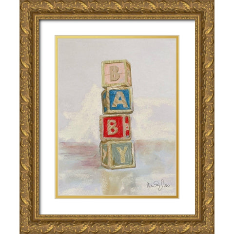 Baby Blocks Gold Ornate Wood Framed Art Print with Double Matting by Segal, Alan
