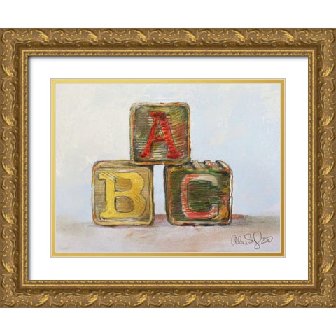 Abc Blocks Gold Ornate Wood Framed Art Print with Double Matting by Segal, Alan