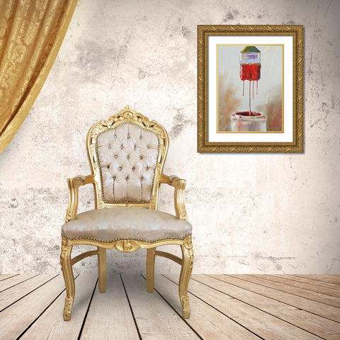 Red Drips Gold Ornate Wood Framed Art Print with Double Matting by Segal, Alan