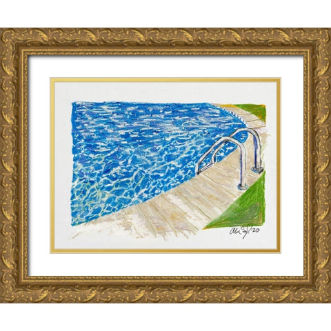 Pool Gold Ornate Wood Framed Art Print with Double Matting by Segal, Alan