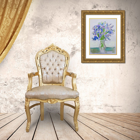Purple Iris Gold Ornate Wood Framed Art Print with Double Matting by Segal, Alan