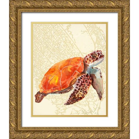 Turtle Gold Ornate Wood Framed Art Print with Double Matting by Sokal, Patti